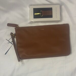 Fawn Design Tan Leather Clutch with Keychain